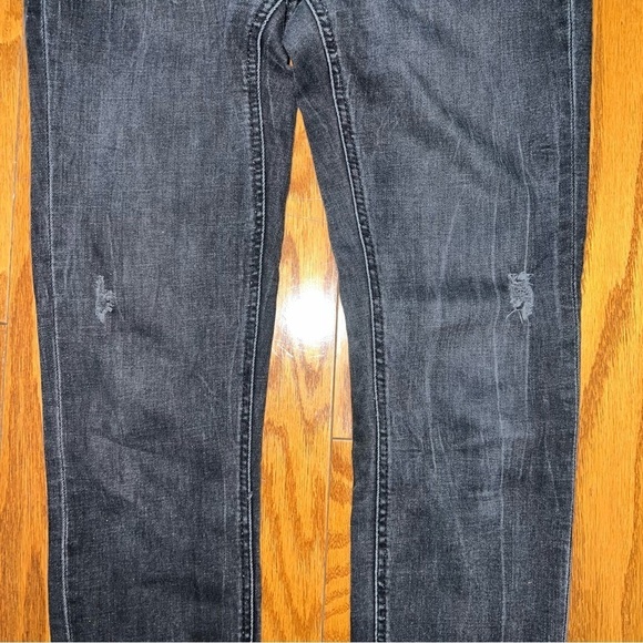 ZARA Charcoal Black Skinny Ankle Jeans With Side Lace Up Detailing Size 4 - Picture 8 of 9